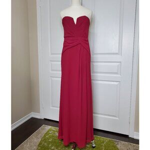 TFNC Chiffon Strapless Bridesmaid Maxi Dress in Fuchsia Size S